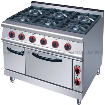 Stainless Steel 6-Burner Gas Range with Gas Oven